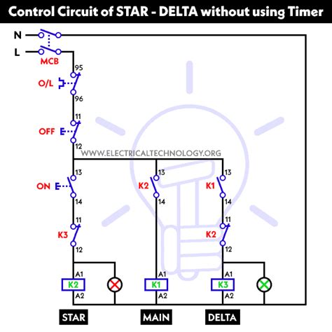 Three Phase Motor Connection Stardelta Without Timer Power And Control