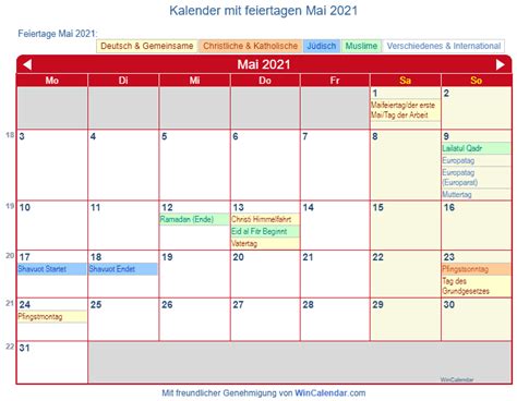 Deutschland Kalender Zum Drucken Mai 2021