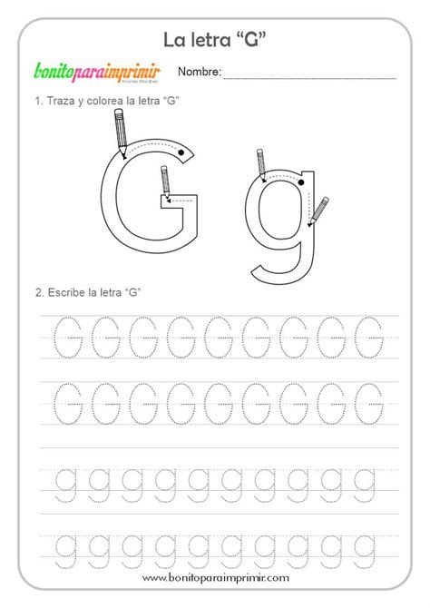 Aprender La Letra G Bonito Para Imprimir