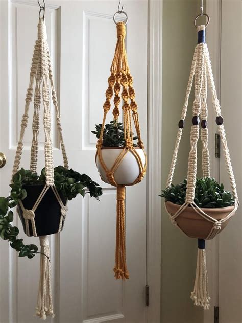 Boho Macrame Plant Hanger Made With Cotton Cord Plant Decor Etsy In