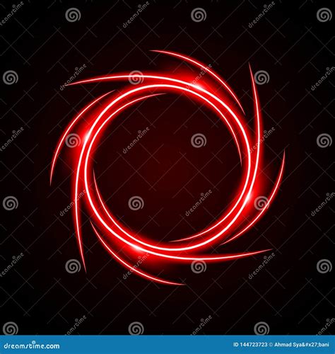 Abstract Circle Neon Light Red Frame Halo Vector Background Stock