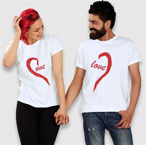round white one love printed cotton couple t shirt half sleeves at rs 193 pair in vadodara