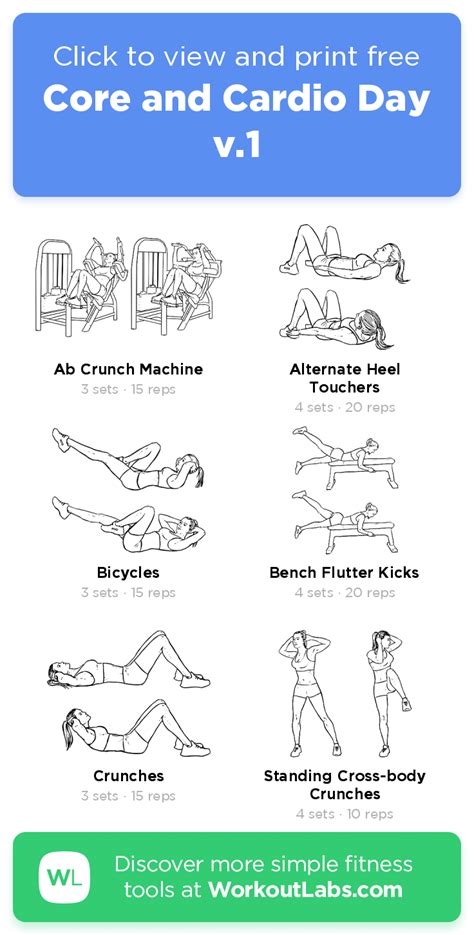 Core And Cardio Day V1 Click To View And Print This Illustrated