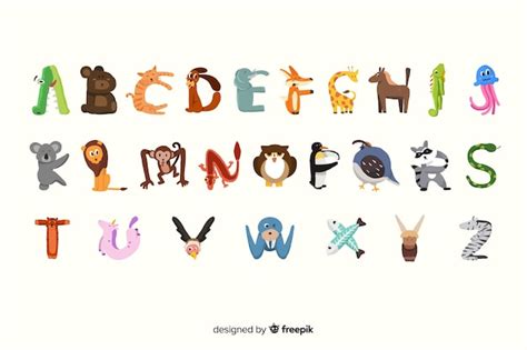 Free Vector Wild Cute Animal Alphabet In Flat Design
