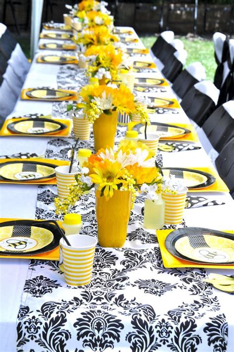 Take care of the little (but important!) details for your next event by selecting incredible bumble bee baby shower invitations. Bumble Bee Baby Shower Table Design | Yelp | Bee baby ...
