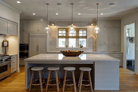 I'd love to share that process with you! Gray Shiplap Kitchen Island with Backless French Bistro ...