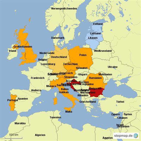 Scannen von europe map durch. StepMap - Europakarte - Landkarte für Deutschland