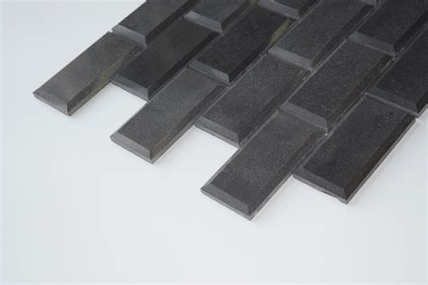 Black Basalt 2x4 Polished Beveled Edge Basalt Mosaic Tile Qdi Surfaces