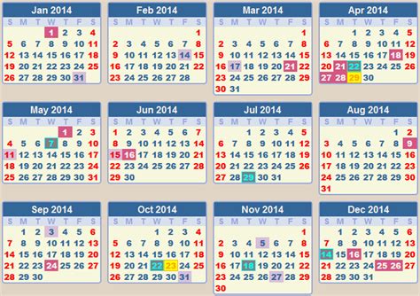 2014 Calendar With Holidays List Calendar 2014 School Terms 2014 And