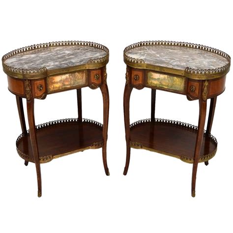 Pair Of Antique French Marble Top Side Tables For Sale At 1stdibs