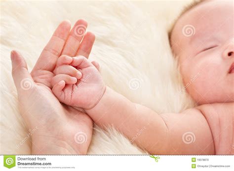 Baby S Hand On Mother S Palm Stock Photo Image Of Pure Serene 19378870