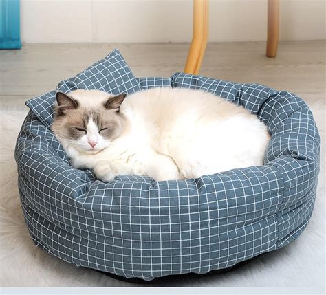 Round Cat Soft Plush Bed Best Fuzzy Cat Bed House Nest Anti Etsy