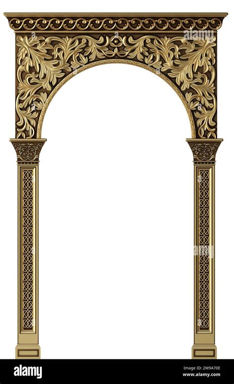 3d Illustration Eastern Arch Of The Mosaic Carved Architecture And Classic Columns Indian