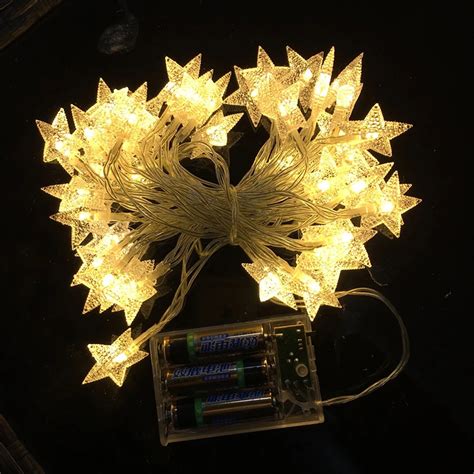 5m 50 Led Battery Powered Star Shaped String Light Led Fairy Light Home