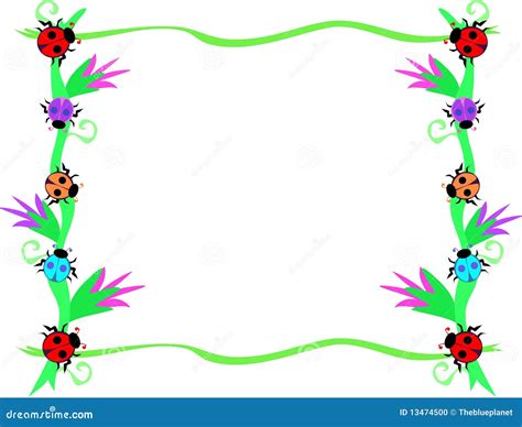 Frame Of Ladybugs And Flowers Stock Vector Illustration Of Flower