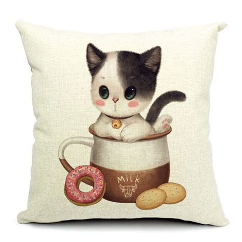 Cute Cat Design Decorative Pillow Case Cover 43cm X 43cm Cute Kitty