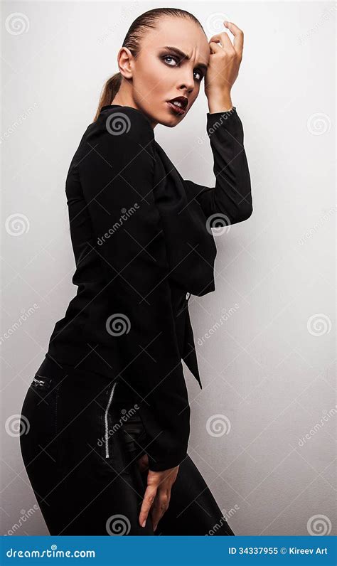 Beautiful Woman Pose In Studio Vogue Style Photo Stock Image Image