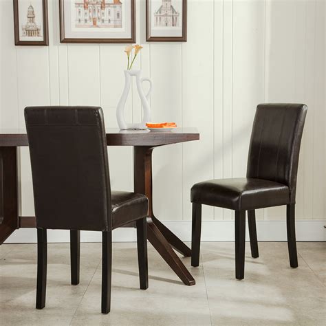 Elegant Modern Parsons Chair Leather Dining Living Room Chairs Seat