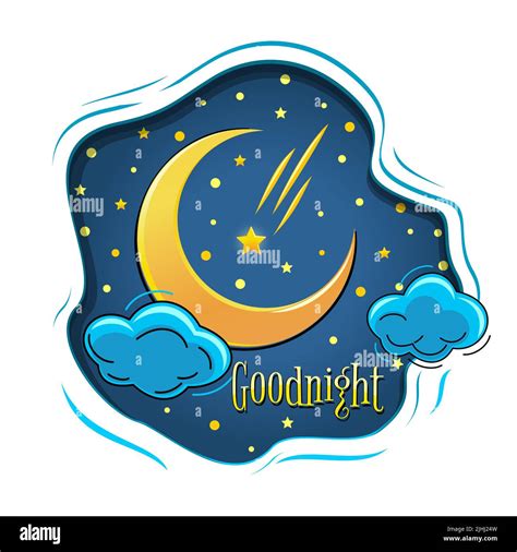 Goodnight Banner Design Night Scene With Moon And Stars Nightly Sky