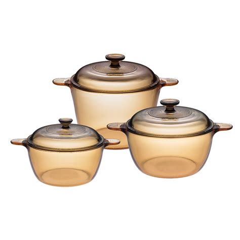 Visions Glass Cookware Set Of 3 Casserole Dishes With Lids Purenature