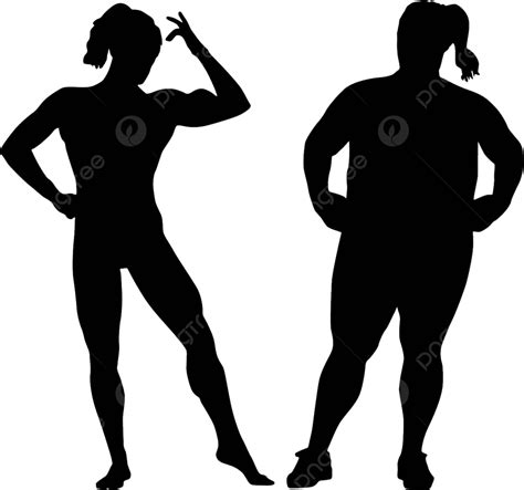 健美運動員和胖女人的剪影 粗壯肥胖的剪影 向量 肥碩 肥胖 輪廓向量圖案素材免費下載，png，eps和ai素材下載 Pngtree