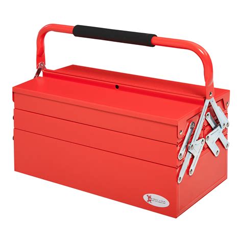 Portable 5 Tray Cantilever Metal Tool Box Steel Tool Chest Cabinet Red