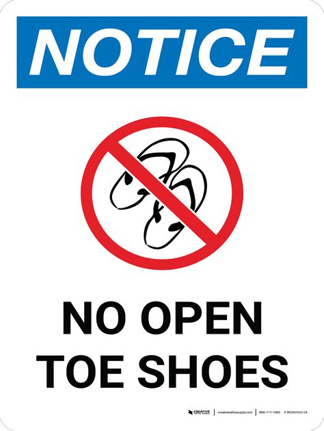 Notice No Open Toe Shoes Portrait With Icon Wall Sign Creative