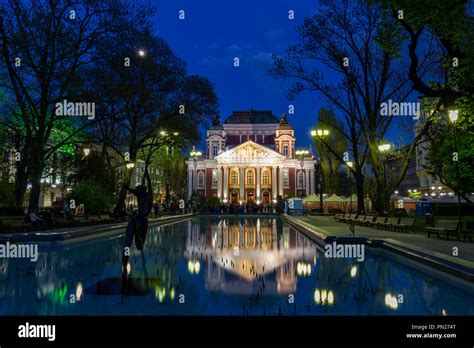 The Ivan Vazov National Theatre At Night In City Garden Sofia