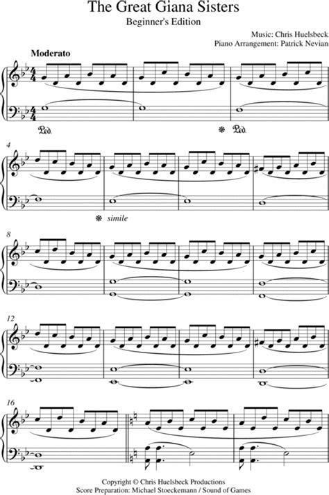 From the free sheet music index. Piano Sheet Music for Beginners | The Great Giana Sisters Piano Sheet Music - Beginner ...