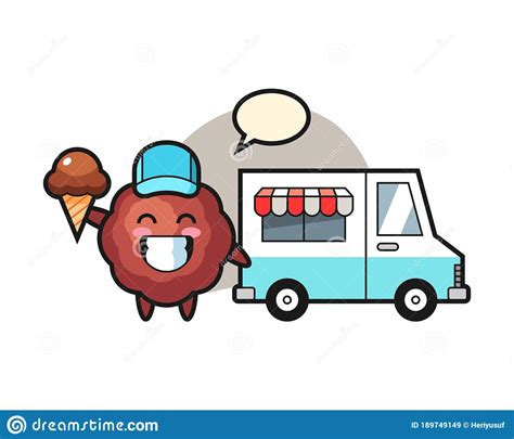 Meatball Cartoon With Ice Cream Truck Stock Vector Illustration Of Meal Icon
