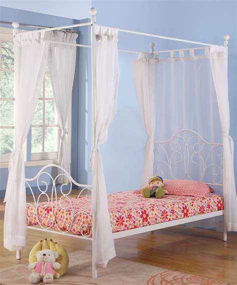 The bed frame is available in twin, twin xl, full, queen, king, and cal king sizes. White Twin-Size Canopy Bed | Twin canopy bed frame, Twin ...
