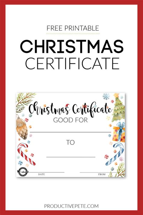 Free Printable Watercolor Christmas T Certificate Template