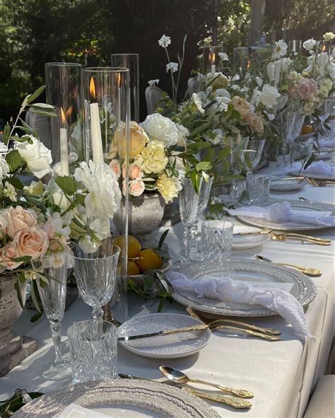 Wedding Reception Table Setting Airy Italian Garden Aesthetic Romantic