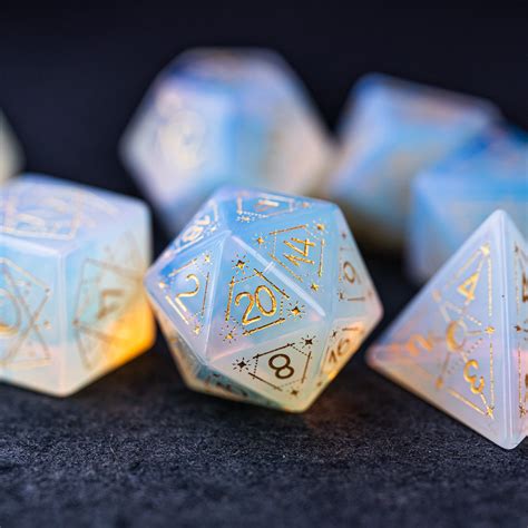 Full Set Opalite Polyhedral Dice Set Dnd Dice Set Dungeons Etsy