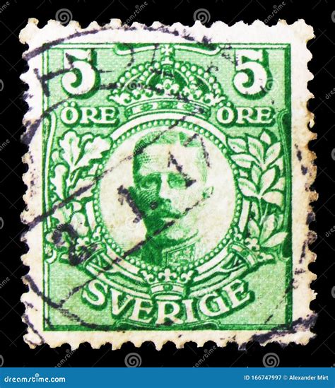 Postage Stamp Printed In Sweden Shows King Gustav V Serie 5 Swedish