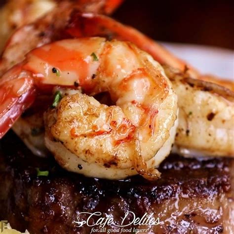 Grilled Steak And Shrimp Surf And Turf Slathered In Garlic Butter Makes