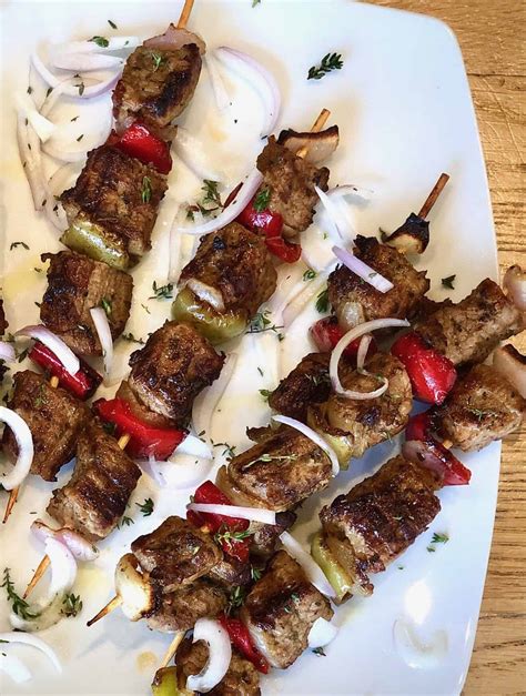 Marinated Greek Beef Souvlaki Skewers Beef Kabobs Recipe My Greek Dish