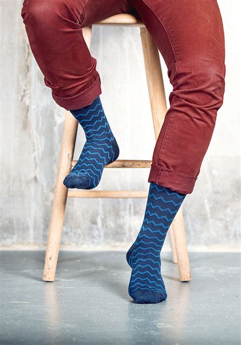 Compression Stockings Blue With Zig Zag Pattern