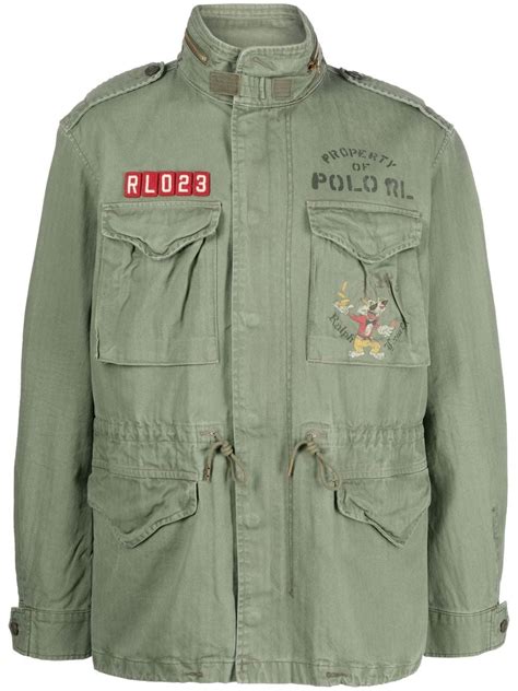 Polo Ralph Lauren Logo Print Military Jacket Farfetch