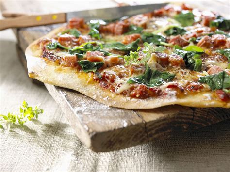 Spinach And Ham Small Pizzas Recipe Eat Smarter Usa