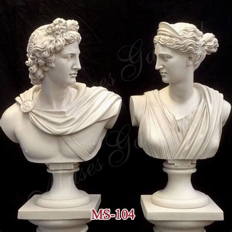 Famous Set 2 Busts God Apollo And Goddess Artemis Diana Greek Carving