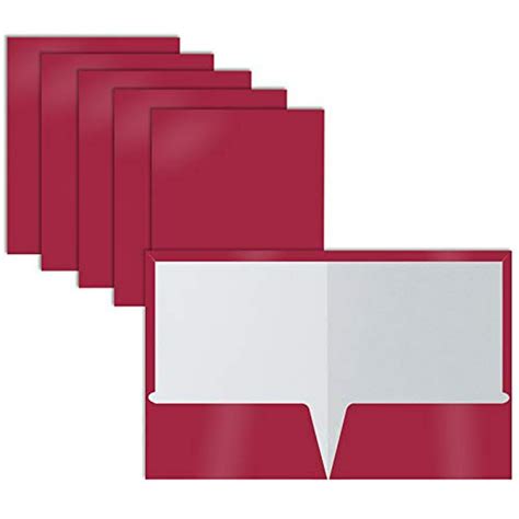 2 Pocket Glossy Laminated Burgundy Red Paper Folders Box Of 25 Letter