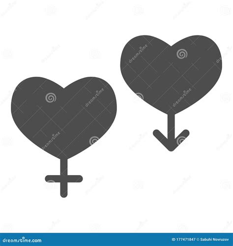 Couple Of Gender Hearts Solid Icon Two Heart Male And Female Sex