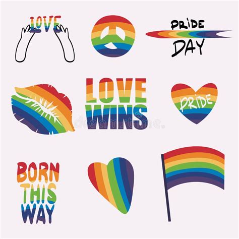 Lgbtq Pride Parade Set Vector Illustration Of A Gay Pride Parade Stock