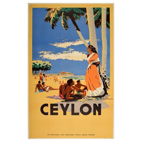 Original Vintage Sri Lanka Ceylon Tea Poster For Thé Kooh I Noor Thé De