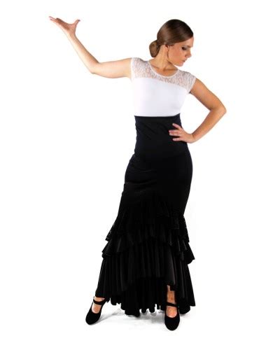 Flamenco Skirt For Dance Model Taconeo With Lace El Rocio