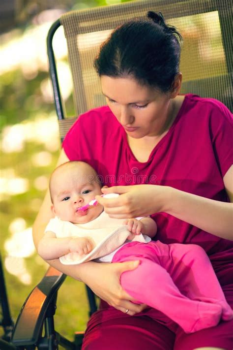 Mother Feeding Baby Stock Image Image Of Cute Human 78165599