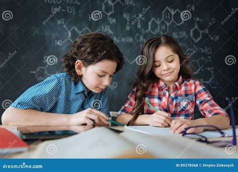 Diligent Little Pupils Enjoying Class At School Stock Photo Image Of