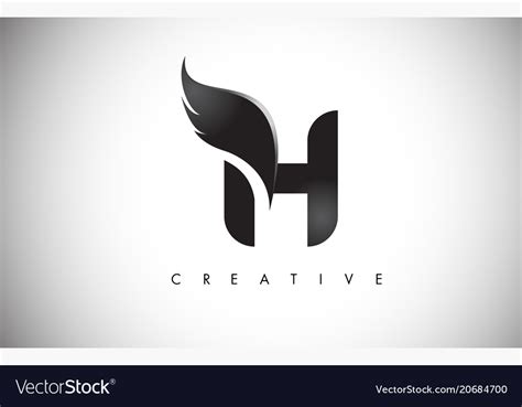 H Letter Wings Logo Design With Black Bird Fly Vector Image