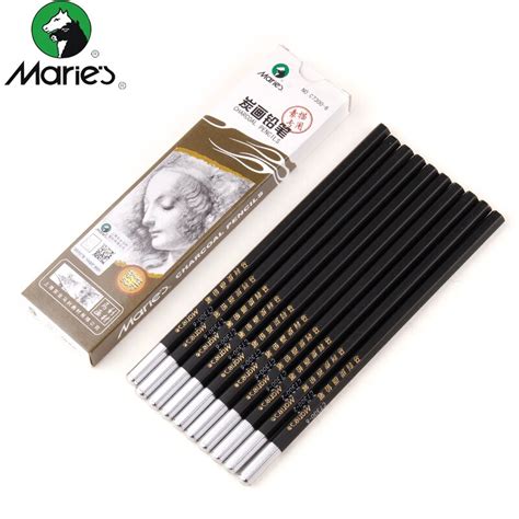 Maries 12pcsbox Lead Soft Neutral Hard Charcoal Pencil Black